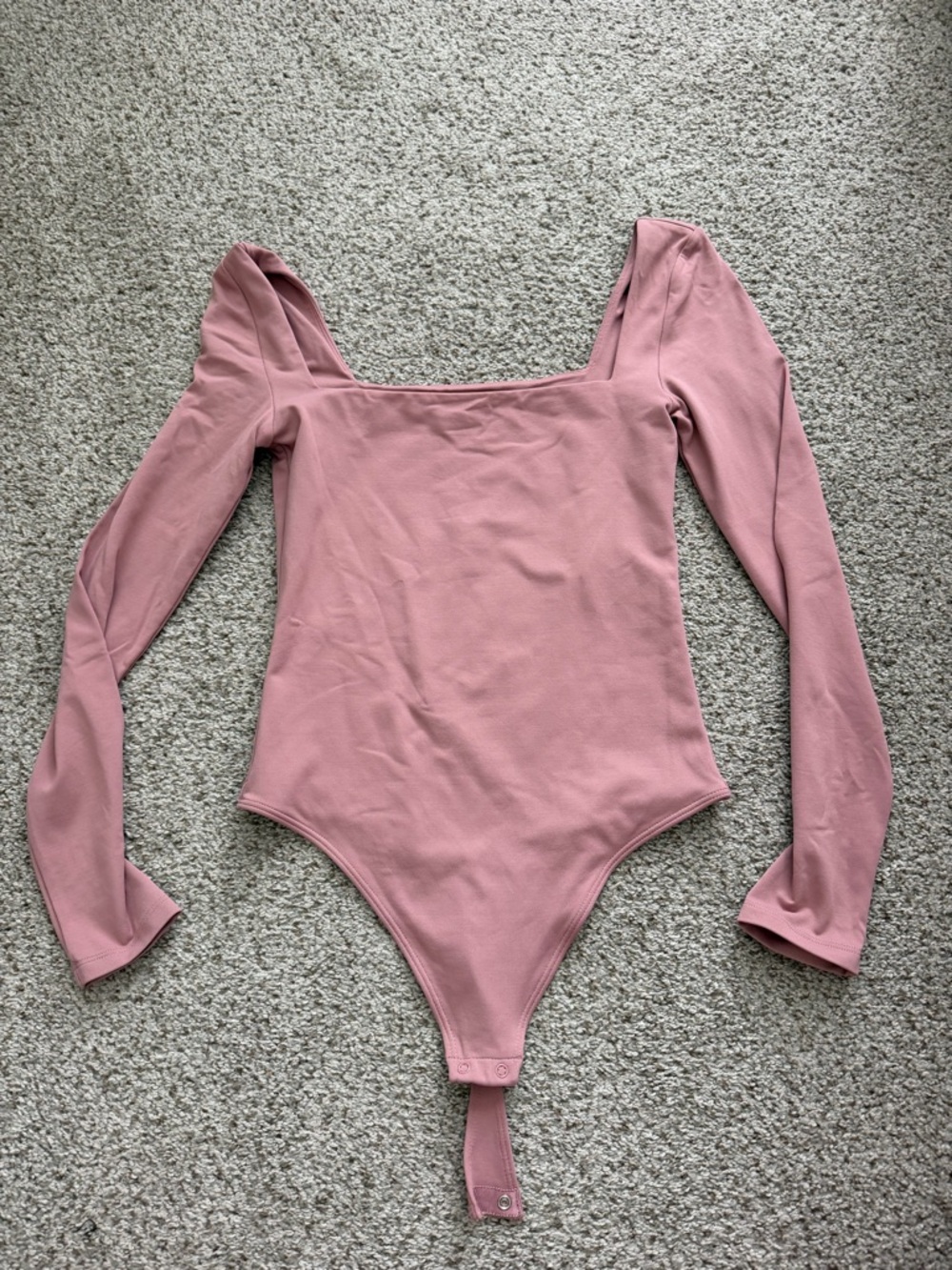 Aritzia Long Sleeve One-Piece Bodysuit in Mauve Pink